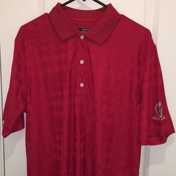 Greg Norman Shark Tab Sunday Red Diamond National Golf Club Pinehurst Polo Shirt - Picture 1 of 5